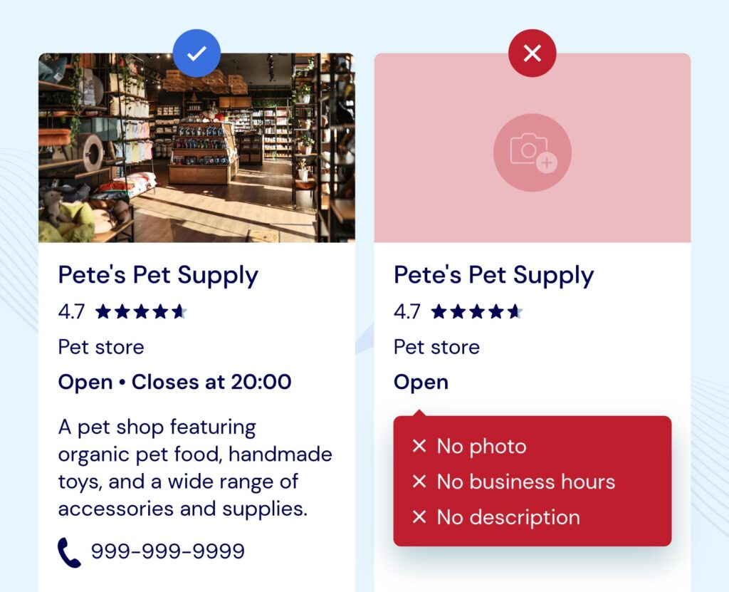 A side-by-side comparison of how to fill out an online profile, and how not to.