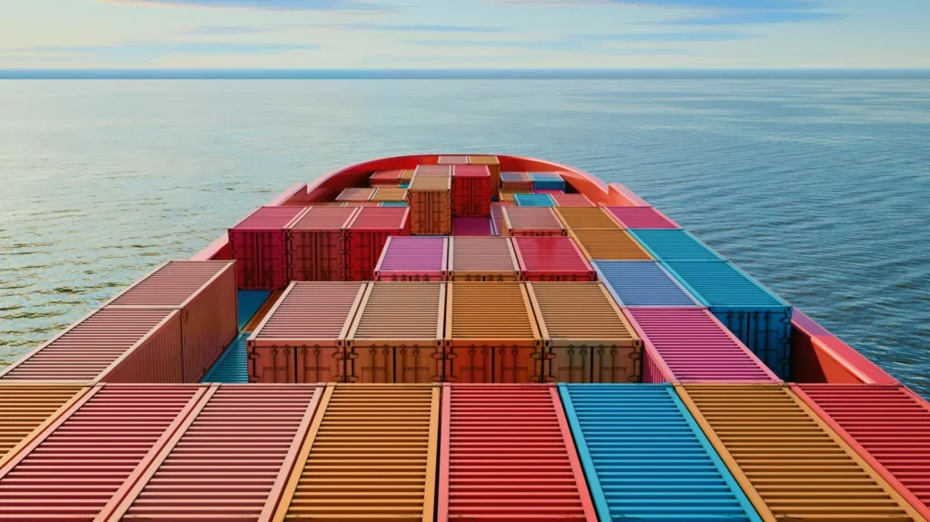Shipping boat with cargo crates